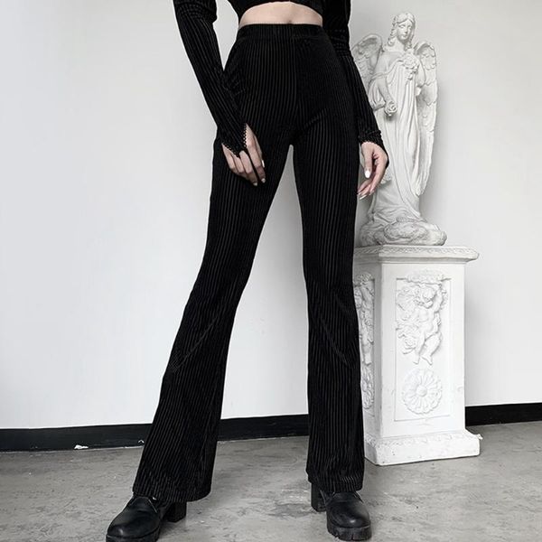

vintage streetwear women fashion pants flare harajuku e-girl aesthetic emo grunge female trousers y2k spring 2021 new chic r3, Black;white