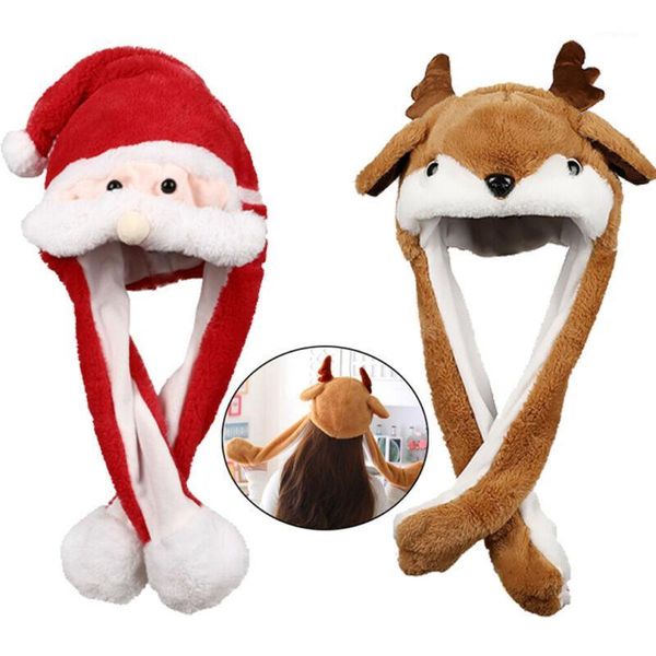 

christmas decorations 2021 mew cute fashion elk hat ear moving jumping plush toy cosplay costumes1
