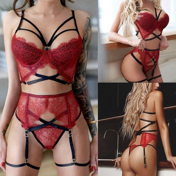 

new women lace lingerie bra and panty bandage set back closure underwear g-string straps nightwear sleepwear, Black;white