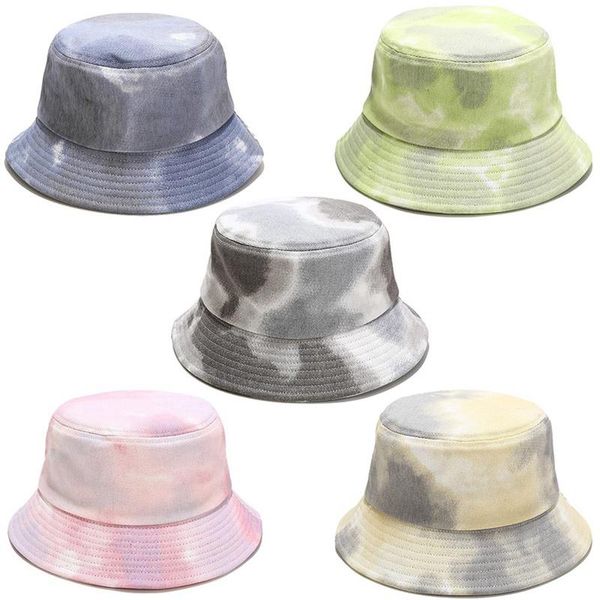

spring summer black purple tie dye bucket hat fishing caps mens womens 2020 new, Blue;gray