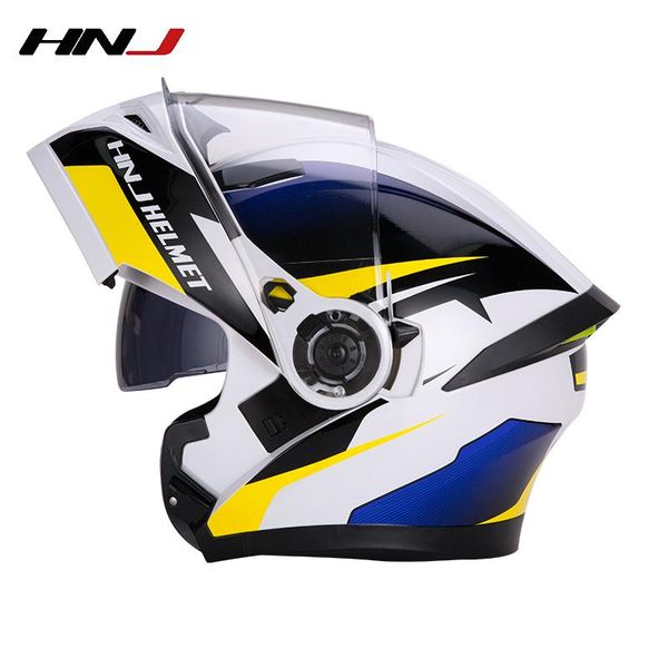 

motorcycle helmets hnj casco capacete moto flip up helmet full face dual lens abs plus size mens riding protection safety bike