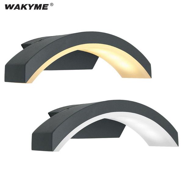 

wakyme 18w led wall lights outdoor waterproof curved wall lamp for garden decor stainless steel street light induction light