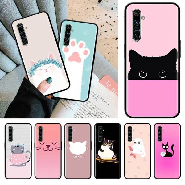 

black tpu mobile phone soft shell mobile phone realme 6 6i 5 5i c3 xt x2 pro x50 5g narzo 10 10a, mobile phone soft shell cartoon cat