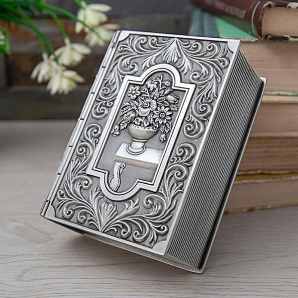 

creative retro carving book jewelry storage box vintage high-end classic book desktreasure chest gift case home decor, Pink;blue