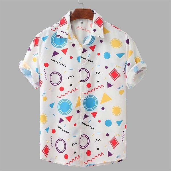 

men's colorful summer short sleeve loose buttons hawaiian casual shirt blouse -3xl plus size shirts camisas, White;black