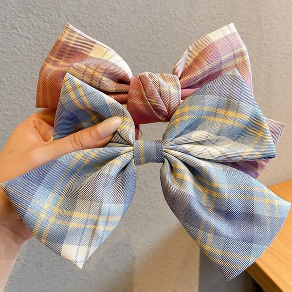

hair accessories [xwen] big bow hairpin women headdress plaid clip back head spoon spring girls fashion oh1047