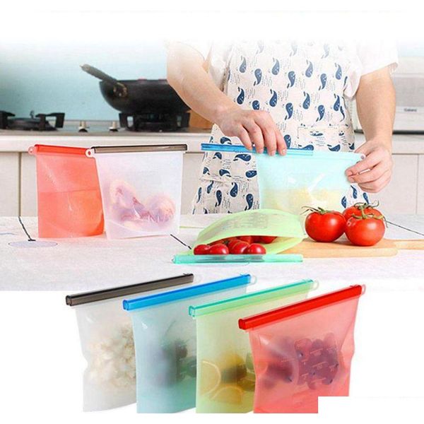 

500ml 1000ml 1500ml 4000ml refrigerator fresh bags sile refrigerator bag reusable food storage bag fridge food qylklu tore2010