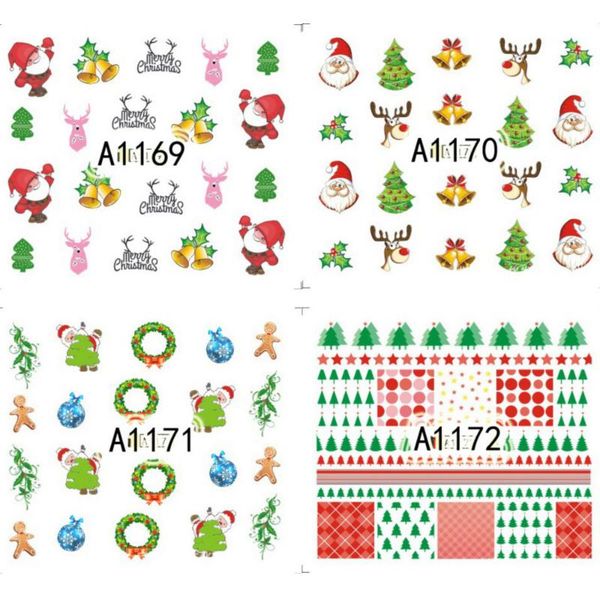 

24pcs/set 3d nails diy accessories christmas tree nail art stickers decals nail art decoration santa claus christmas socks, Black