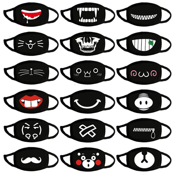 

factory fun cute bear party kids anime lower half face mouth muffle reusable dust warm windproof cotton mask black1
