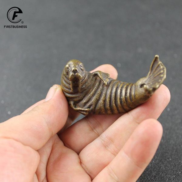 

decorative objects & figurines kawaii mini retro copper dolphins animals model home micro sculpture statue pet miniatures decor accessories