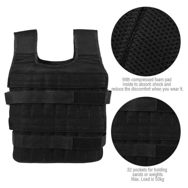 

30kg exercise loading weight vest boxing running sling weight training workout fitness adjustable waistcoat jacket sand clothing