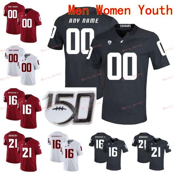 

stitched custom 23 gerard wicks 25 skyler thomas 26 bryce beekman 3 daniel isom washington state cougars men women youth jersey, Black