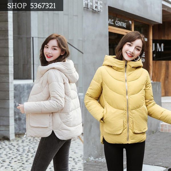 

cotton-padded clothes woman short fund 2019 winter will pocket trend down cotton suit-dress keep warm student loose coat1, Black