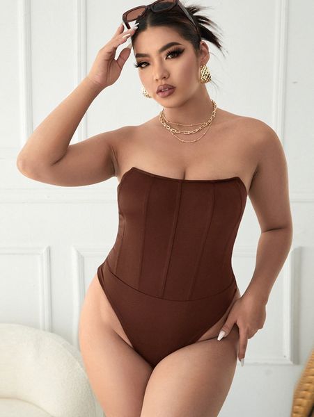 

plus slim fit tube bodysuit g8rl#, Black