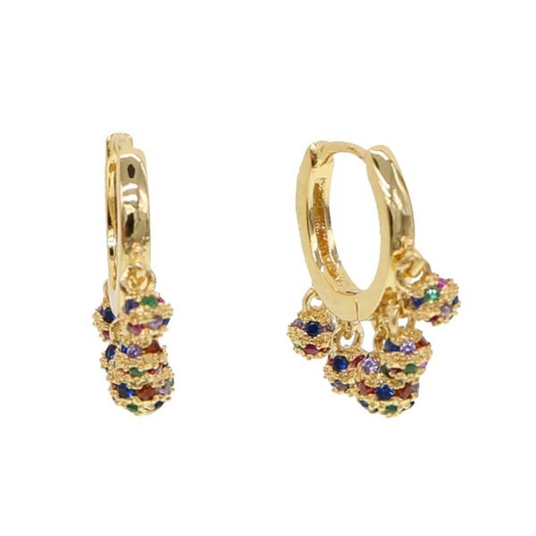 

dangle & chandelier fashion rainbow cz paved ball charm dangel earring with colorful round earrings for wedding jewelry, Silver