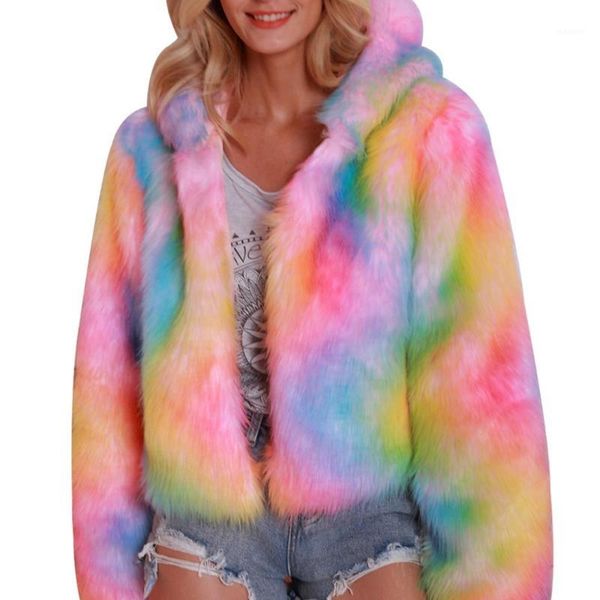

multi-colored hooded women faux fur coat women plus size female fur coat fashion long sleeve autumn winter chaqueta mujer1, Black