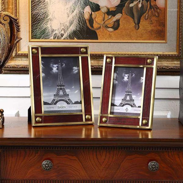 

frames leather brass po frame vintage style family home deskornament holiday gift1