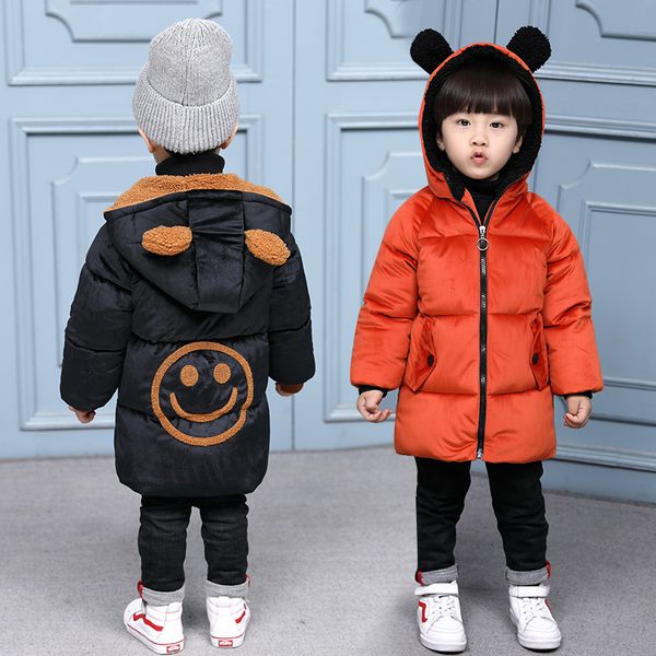 

boys' children's thickened medium and long gold velvet down cotton padded clothes, Blue;gray