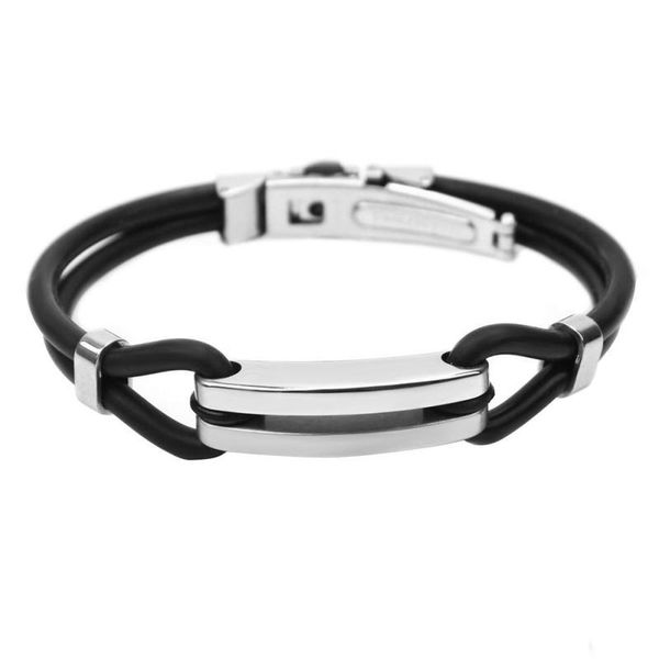 

ac мужская прохладная 316l из нержавеющей стали черный резиновый браслет браслет браслет ювелирные изделия ac мужская лучшая видимость sqcfq