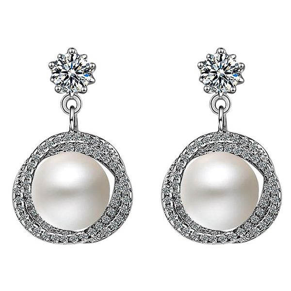 

hoop & huggie fashion earrings jewelry with pearl zircon gemstone drop earring for women wedding party gift, Golden;silver