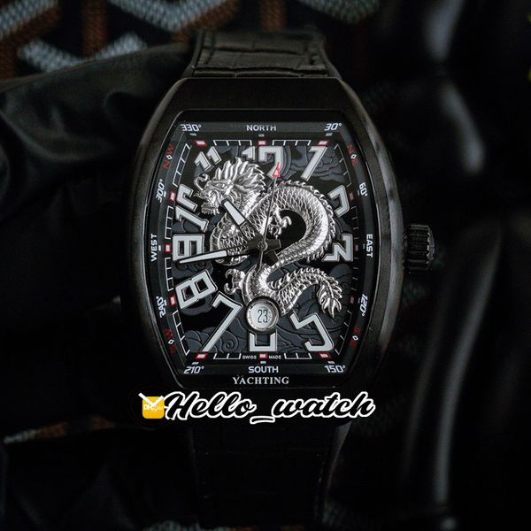 

new dragon king vanguard yachting v45 3d dragon pattern black dial autoatic mens watch pvd black steel case rubber/leather hwrm hello_watch, Slivery;brown