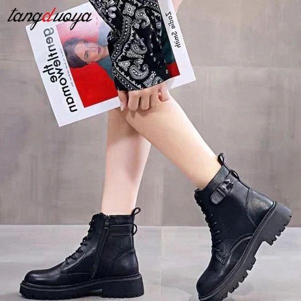 

2021 luxury gothic combat boots women chunky martin shoes zipper fashion platform ankle boots thick heels #bh8h, Black