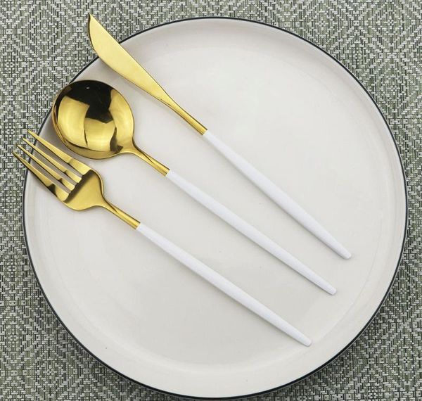 

24pcs/set black gold dinnerware cutlery set dessert fork flatware set 18/10 stainless stee kitchen tab bbyprj bde_luck