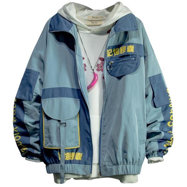 

men's jackets men hip hop coat fashion long sleeve street jacket slim fit patchwork 2021 autumn outerwear windbreaker, Black;brown