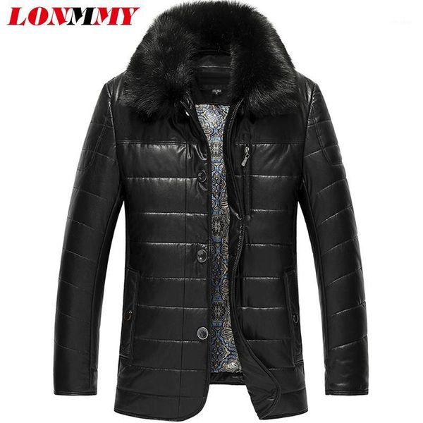 

lonmmy 6xl 7xl 8xl long leather trench coat men jackets casual pu suede fur collar leather jacket men windbreaker 2021 winter1, Black
