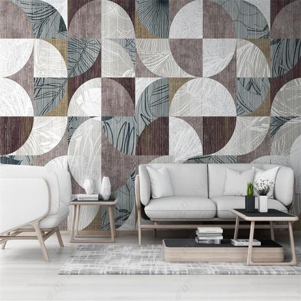 

nordic retro abstract geometric line drawing plant flower background wall paper 3d living room bedroom decor mural wallpaper 3d