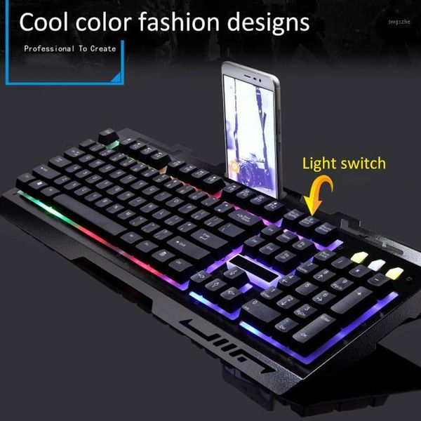 

gaming mechanical keyboard with holder for mechanical metal backlit keyboard usb wired mobile phone bracket for lappc1
