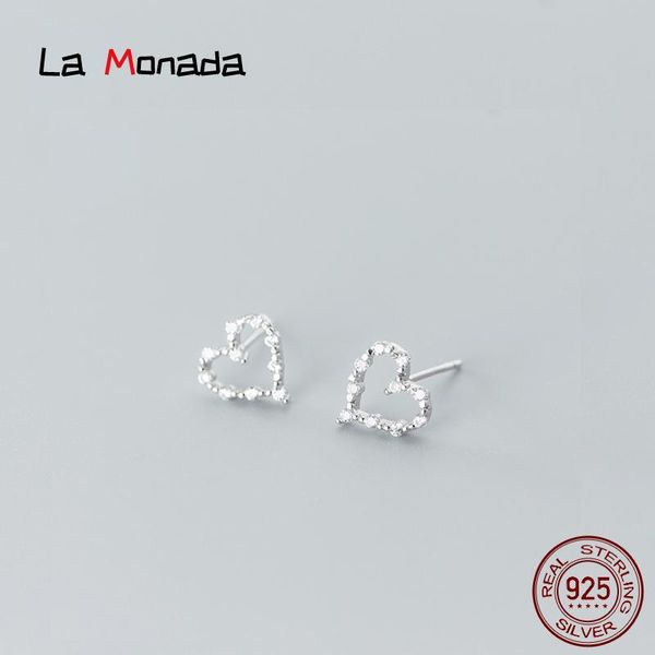 

stud la monada silver earrings for women small fashion girls 925 earring female korean fine heart jewelry, Golden;silver