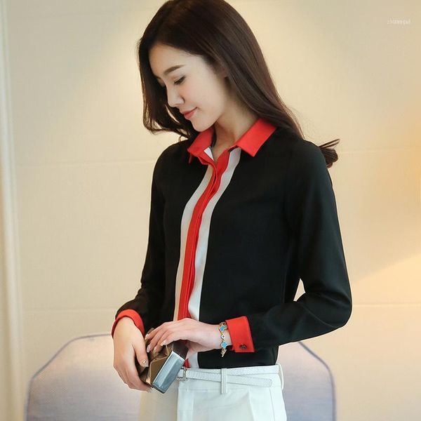 

biboyamall autumn korean new women stripe shirt long sleeve slim woman blouses plus size black womens and blouses11, White