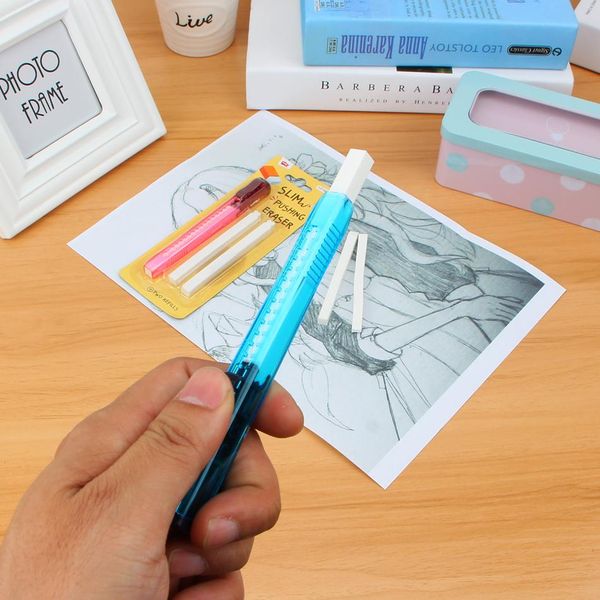 

симпатичные масштабируемые пополнения ластик нож резиновый набор резиновых ластик имеет два пополнения школа kawaii материал кабинетные прин