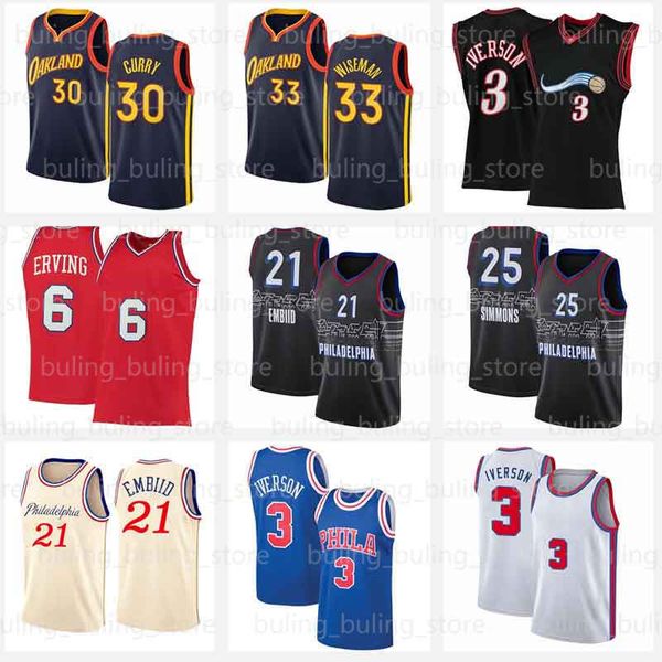 

joel 21 embiid jerseys curry julius 6 erving wiseman 30 stephen allen ben 25 simmons 3 iverson 2021 men new basketball jersey, Black;red