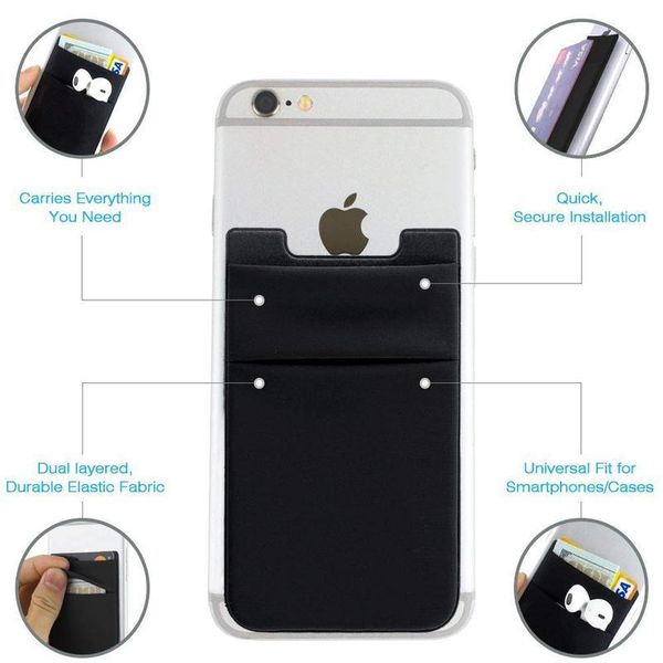 

20pcs adhesive sticker double pocket cell phone stick on card wallet stretchy lycra credit cards id card holder pouch sl bbyabm
