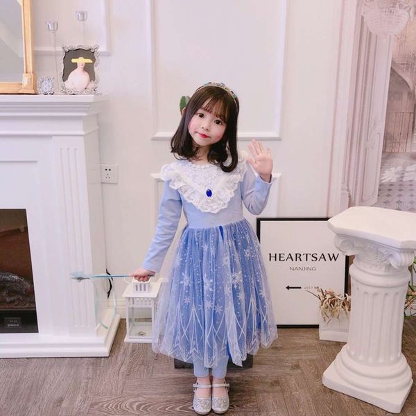 

autumn 2020 new long sve girls' cotton ice snow 2 princs drs 1spj, Red;yellow