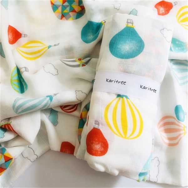 

karitree baby muslin swaddle blankets towel 70%bamboo +30% cotton newborn towel swaddle blankets wrap lj200819