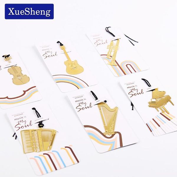 

1pc cute gold metal bookmark fashion music piano guitar bookmark for book creative gift korean st qylsqk
