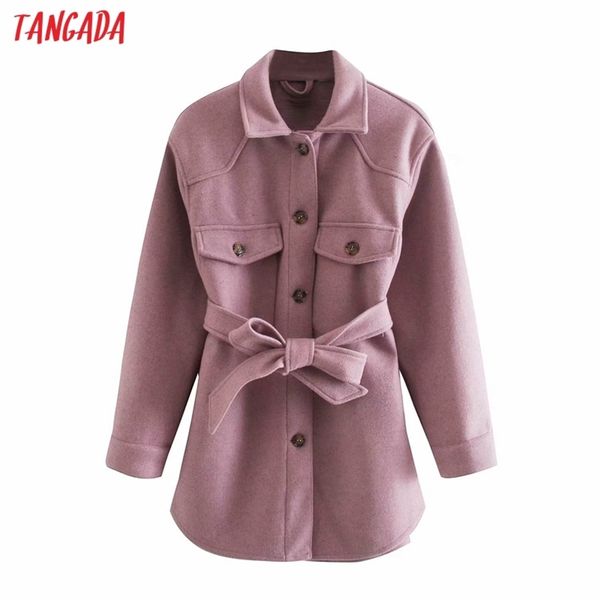 

tangada women thick wool coats jacket with slash long sleeves pocket ladies elegant autumn winter coat 4m55 201222, Black