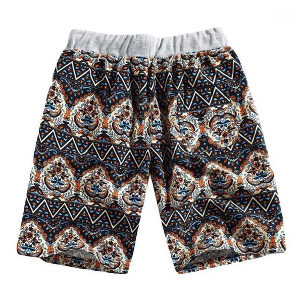 

linen summer mens shorts quick dry clothes elastic waist printed beach loose sport short pants male spodenki meskie plus size d1, White;black