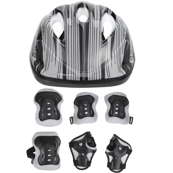 

1 set of kids outdoor sports protective gear safety pads head wrist protector, Black;gray