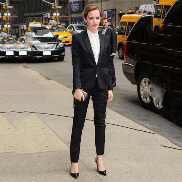 

sodigne formal blazer women business black pant + jacket 2 piece suit peaked lapel tuxedo blazer for wedding, White