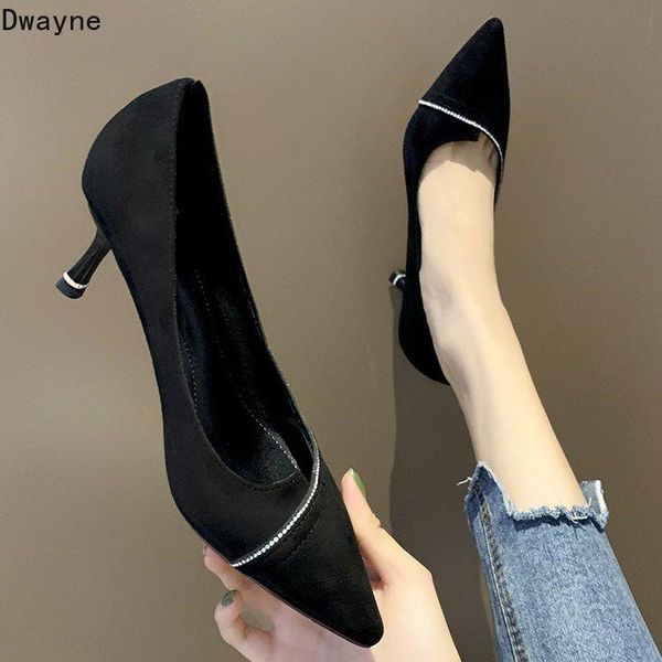 

dress shoes concise elegant high heels wild womens 2021 temperament single shoe pointed stiletto work party pumps, Black
