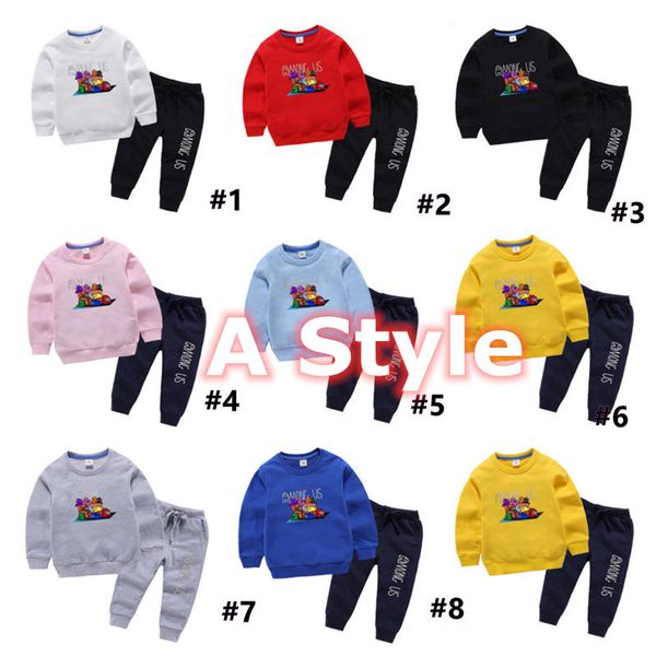 

game among us hoodies trousers designer sweatshirts children pullover kids cartoon anime sweater junior boy girl two pieces set g10510, White