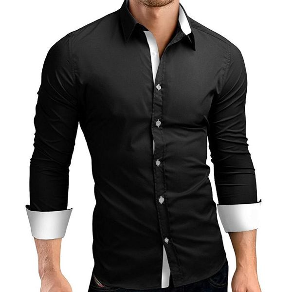 

newly summer 2020 fashion mens luxury long sleeve shirt casual slim fit stylish blouse shirts a66, White;black