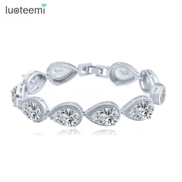 Bracelets Charm Bracelets Luoteemi Мода Браслет для женщин Большой слеза Четкий Кубический Циркокон Кристалл Свадебные Украшения Женский Подарок