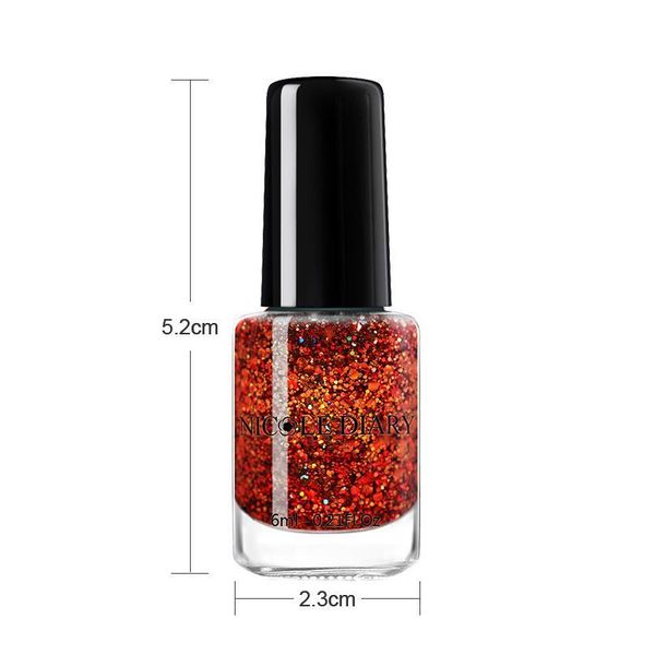 

nicole diary 6ml nail polish sequins glitter holo bling nail art varnish varnish rose gold silver nail poli jllmgl, Silver;gold