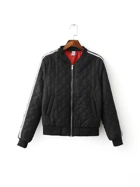

2020 autumn winter quilting short thin padded coat bomber jacket women basic coats jacket zipper chaquetas biker outwear, Black;brown