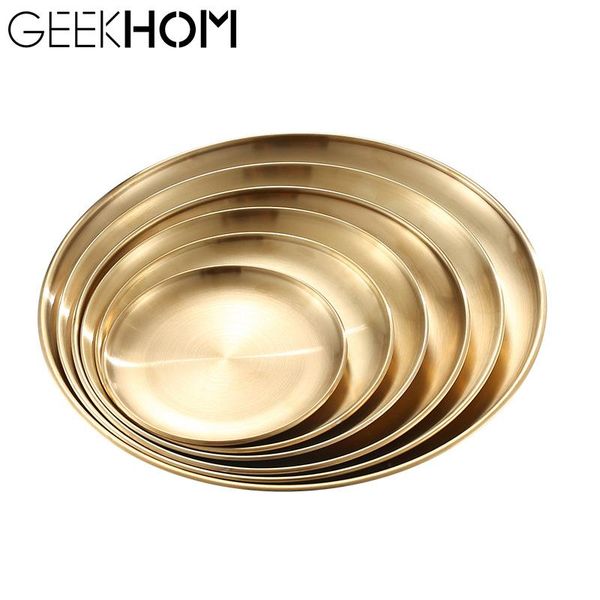 

ужин набор набор золота обеденная пластина из нержавеющей стали блюда круглые пластины торт лоток western steak круглая лоток кухонные плиты